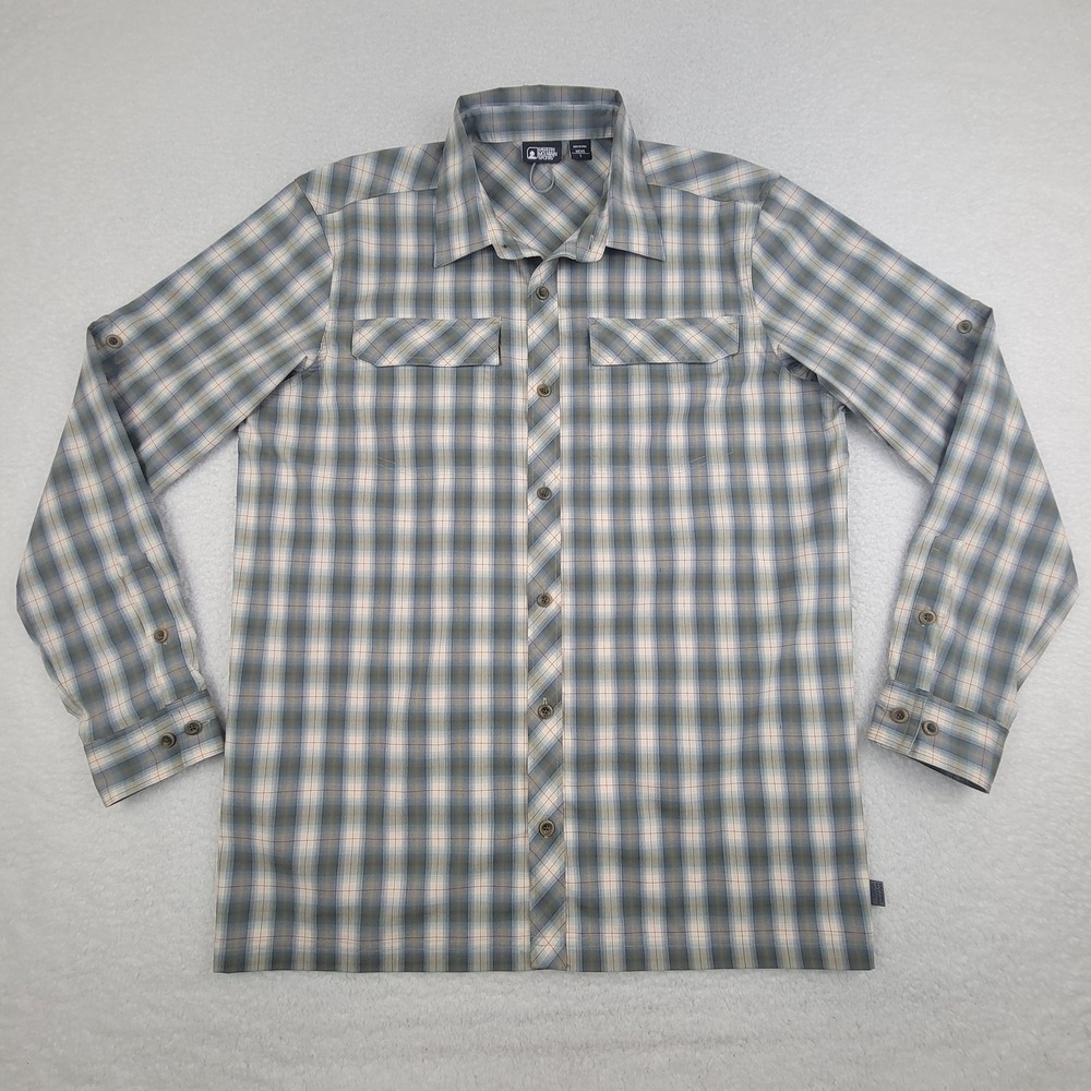 Eastern Mountain Sports Shirt Mens Large Plaid Long Sleeve Snap Pockets Outdoor‎
